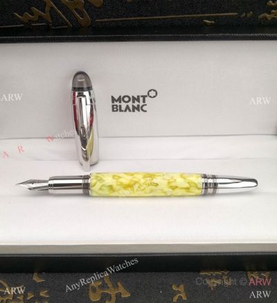 Replica Montblanc Fountain Pen Yellow Marble with Diamond